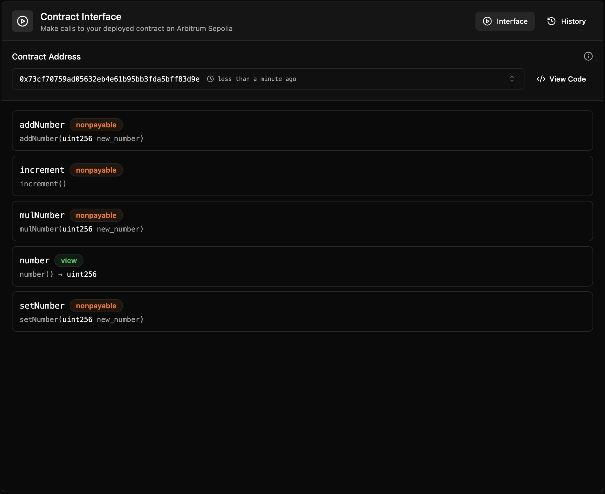 Contract Interface Dark