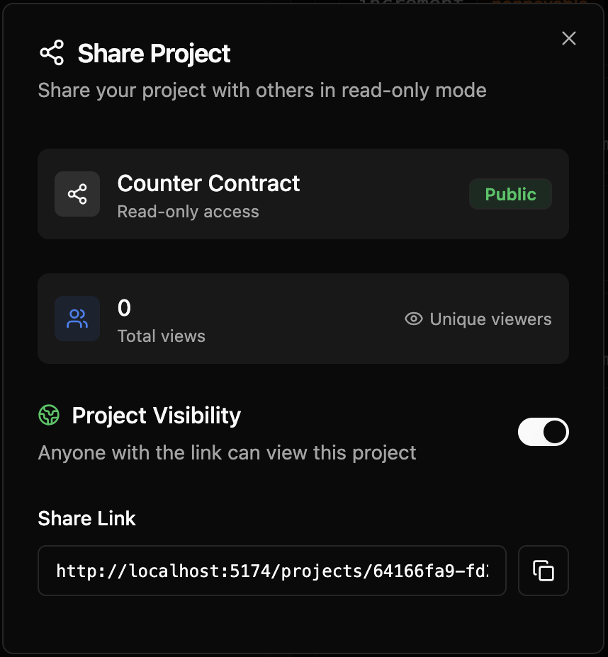Share Interface Dark